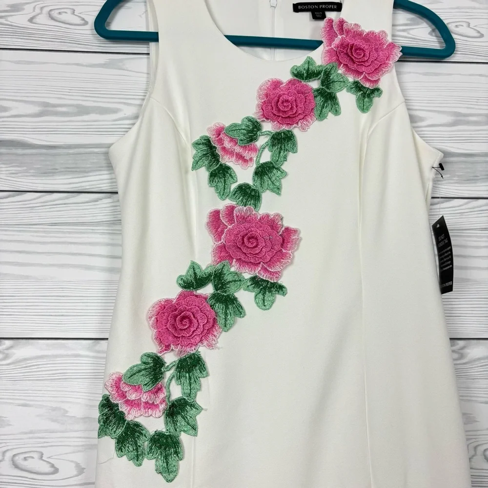 Boston Proper Floral Appliqué Sheath Dress Size 6 NWT - Picture 2 of 12